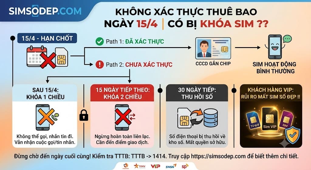 Không xác thực thuê bao ngày 15/4 có bị khóa SIM trên SIMSODEP.COM